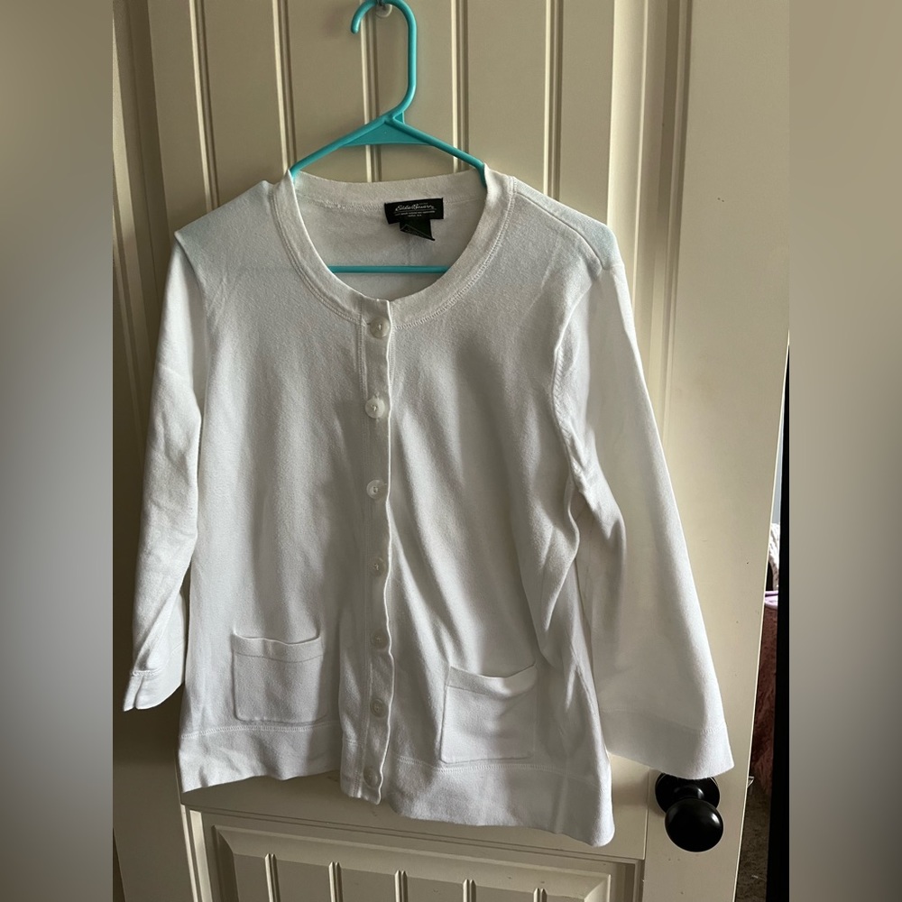 Eddie Bauer White Cardigan